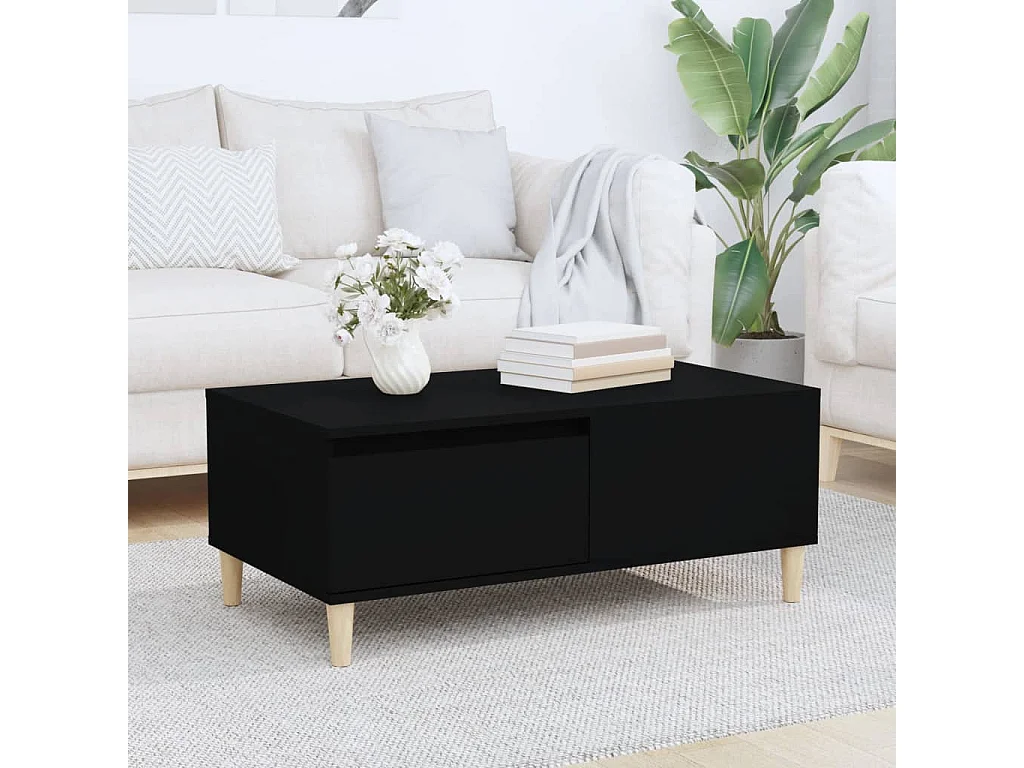 Table basse Noir 90x50x36,5 cm Bois d'ingénierie