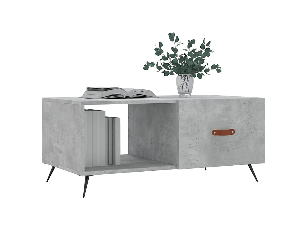 Table basse gris béton 90x50x40 cm bois d'ingénierie