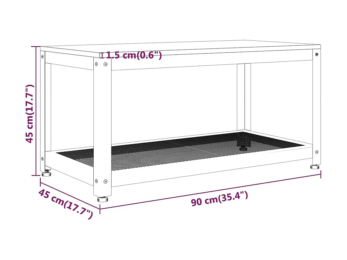 Table basse Gris et noir 90x45x45 cm MDF et fer