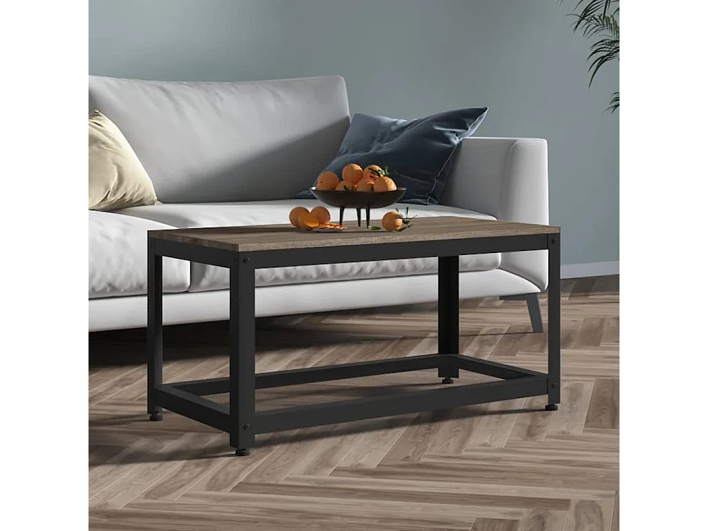Table basse Gris et noir 90x45x45 cm MDF et fer