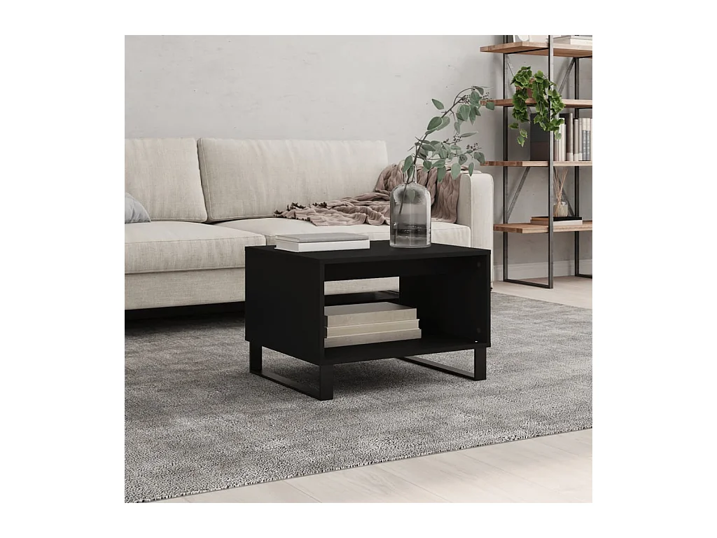 Table basse noir 60x50x40 cm bois d'ingénierie