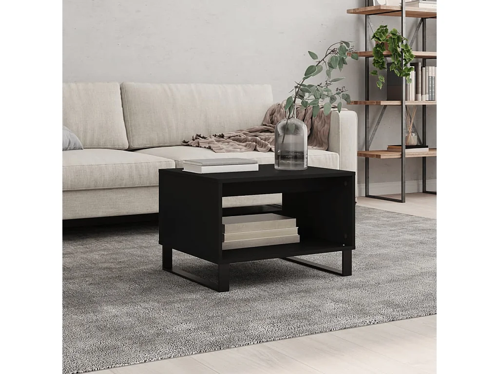 Table basse noir 60x50x40 cm bois d'ingénierie