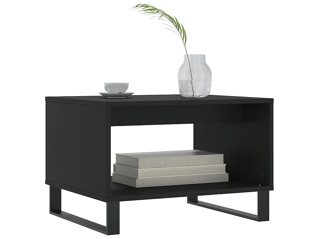 Table basse noir 60x50x40 cm bois d'ingénierie