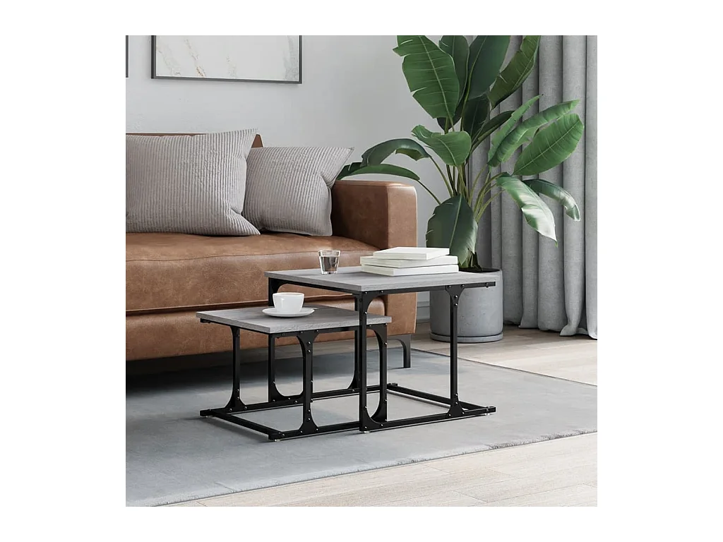 Table basse gigogne 2 pcs sonoma gris bois d'ingénierie