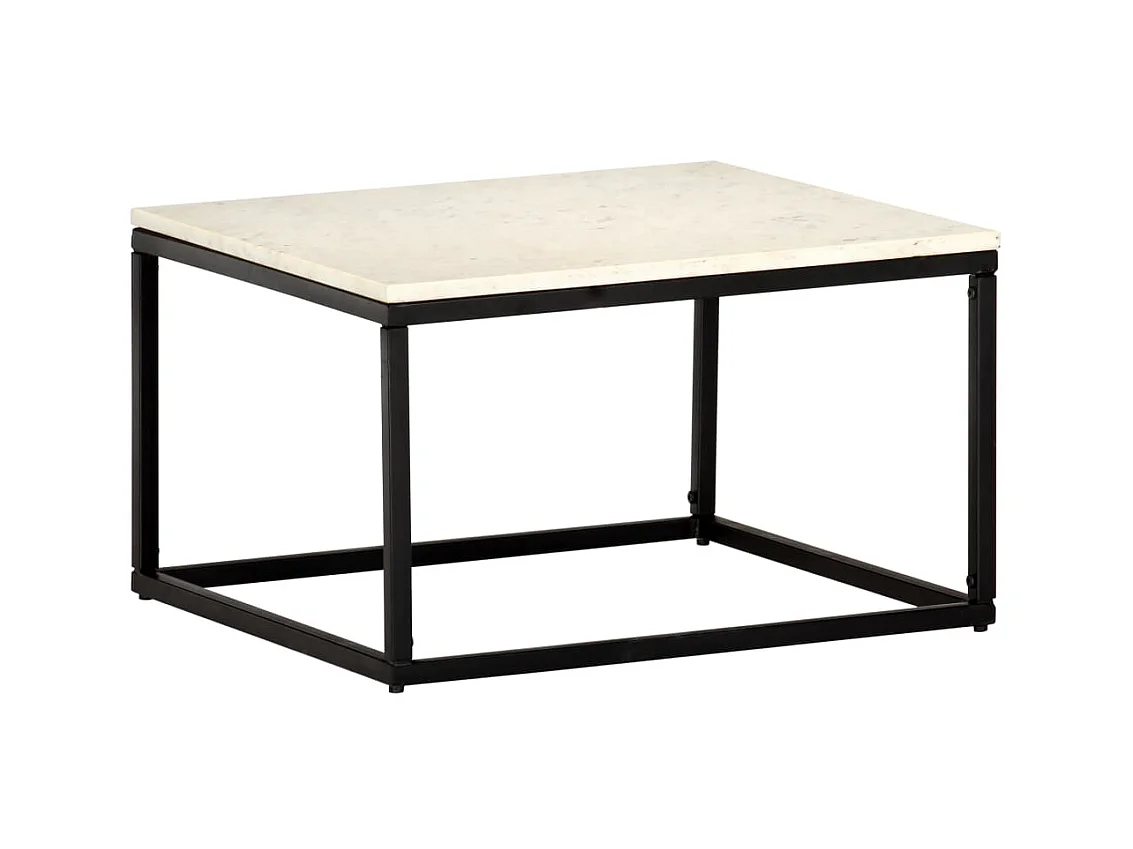 Table basse Blanc 60x60x35 cm Pierre véritable texture marbre