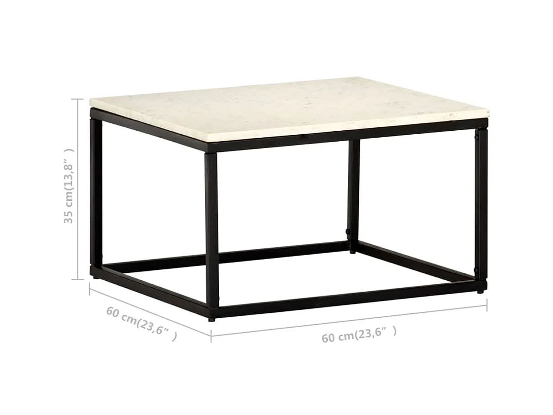 Gold Salontafel Wit 60x60x35 cm Echte steenmarmertextuur