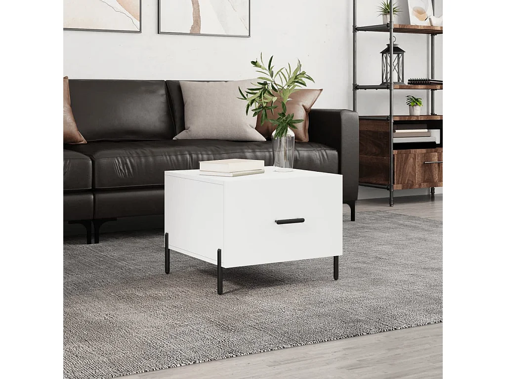 Mesa de centro Gold White 50x50x40 cm de madera contrachapada