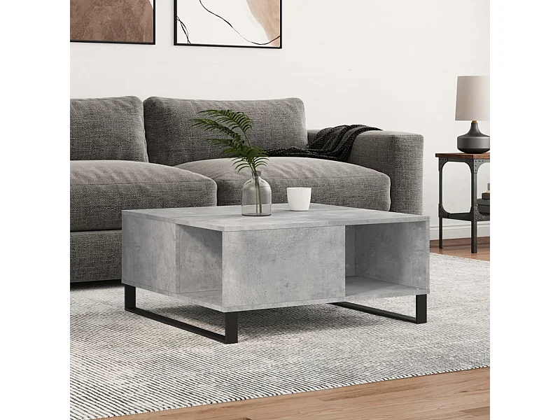 Mesa de centro Gold Concrete gris 80x80x36,5 cm de madera contrachapada