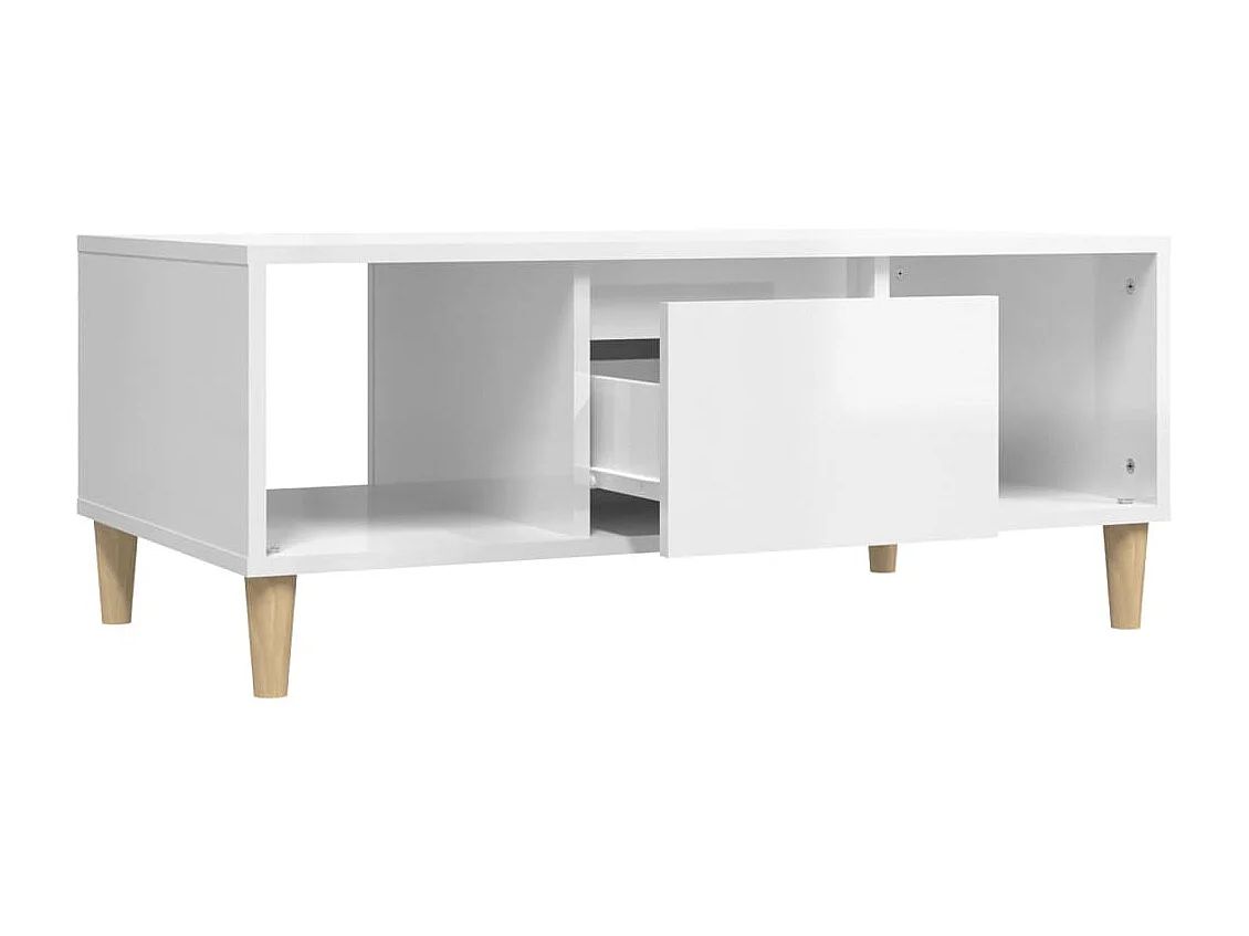 Gold Salontafel Glanzend wit 90x50x36,5 cm Bewerkt hout