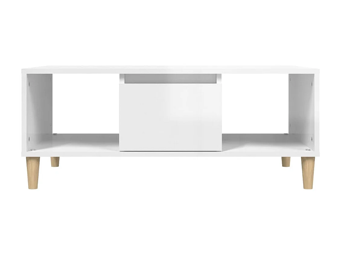 Gold Salontafel Glanzend wit 90x50x36,5 cm Bewerkt hout