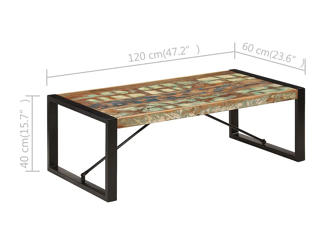 Tavolino Gold 120x60x40 cm Legno massello di recupero