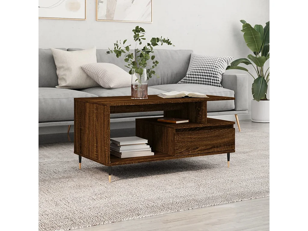 Table basse Chêne marron 90x49x45 cm Bois d'ingénierie