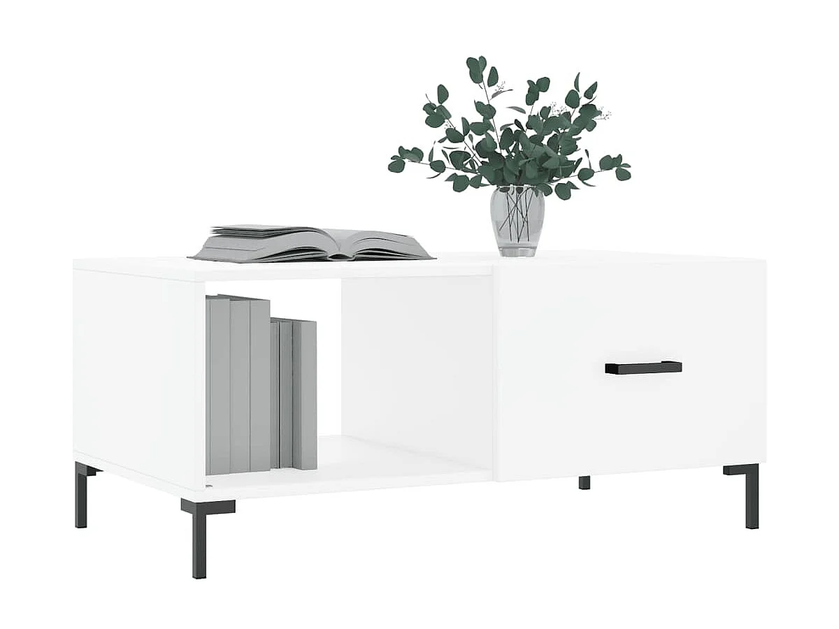 Mesa de centro Gold blanca 90x50x40 cm de madera contrachapada