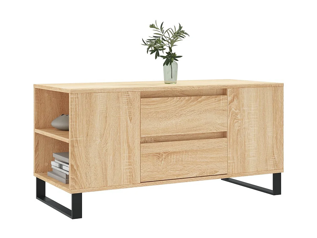 Goldfarbener Couchtisch aus Sonoma-Eiche, 102 x 44,5 x 50 cm, Holzwerkstoff