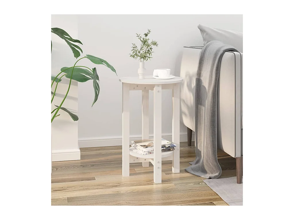 Table basse Blanc Ø 40x60 cm Bois massif de pin