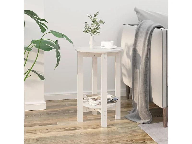 Tavolino Gold Bianco Ø 40x60 cm Legno di pino massiccio