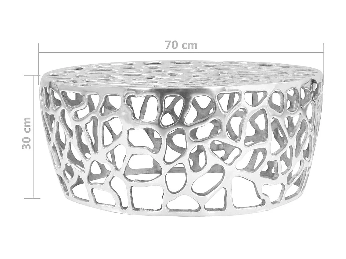 Mesa de centro dourada Alumínio fundido 70 x 30 cm prateado