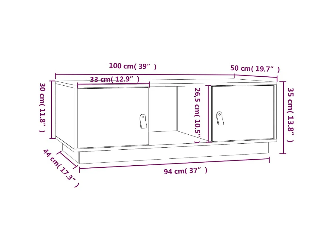 Gold Salontafel Grijs 100x50x35 cm Massief grenenhout