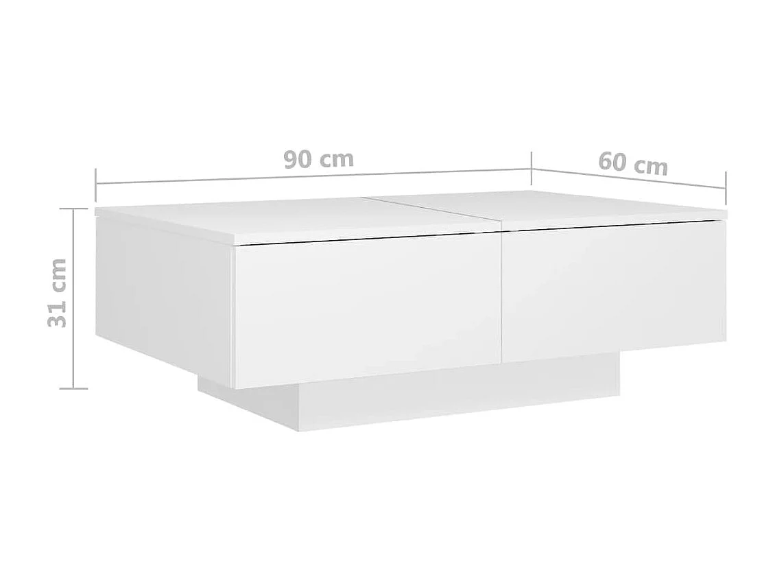 Mesa de centro dourada branca 90x60x31 cm aglomerado