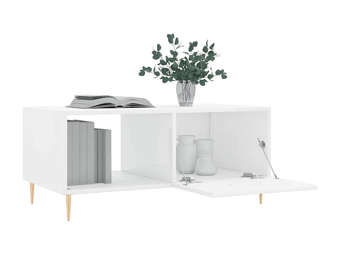 Table basse Blanc brillant 90x50x40 cm Bois d'ingénierie