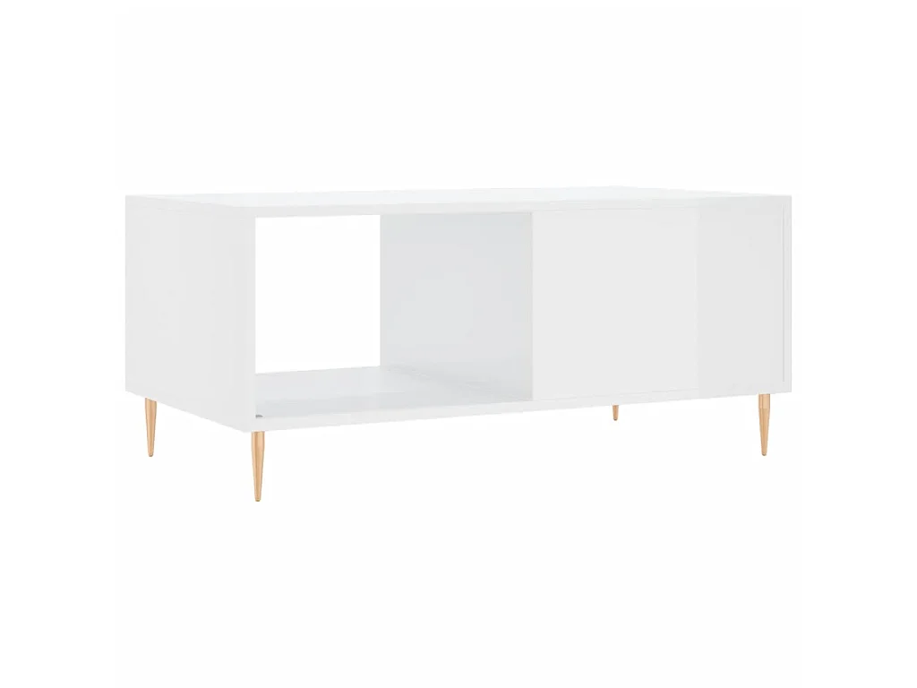 Table basse Blanc brillant 90x50x40 cm Bois d'ingénierie