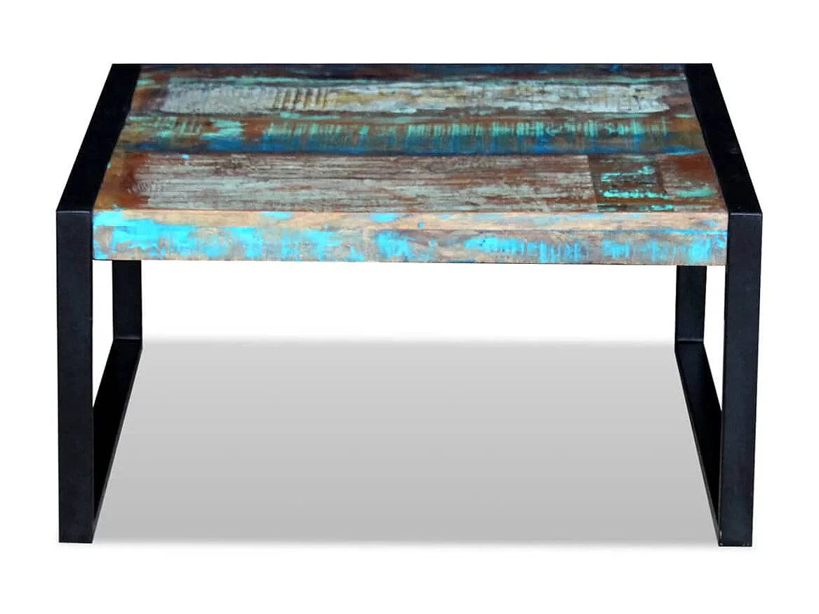 Mesa de centro dourada Madeira recuperada maciça 80 x 80 x 40 cm