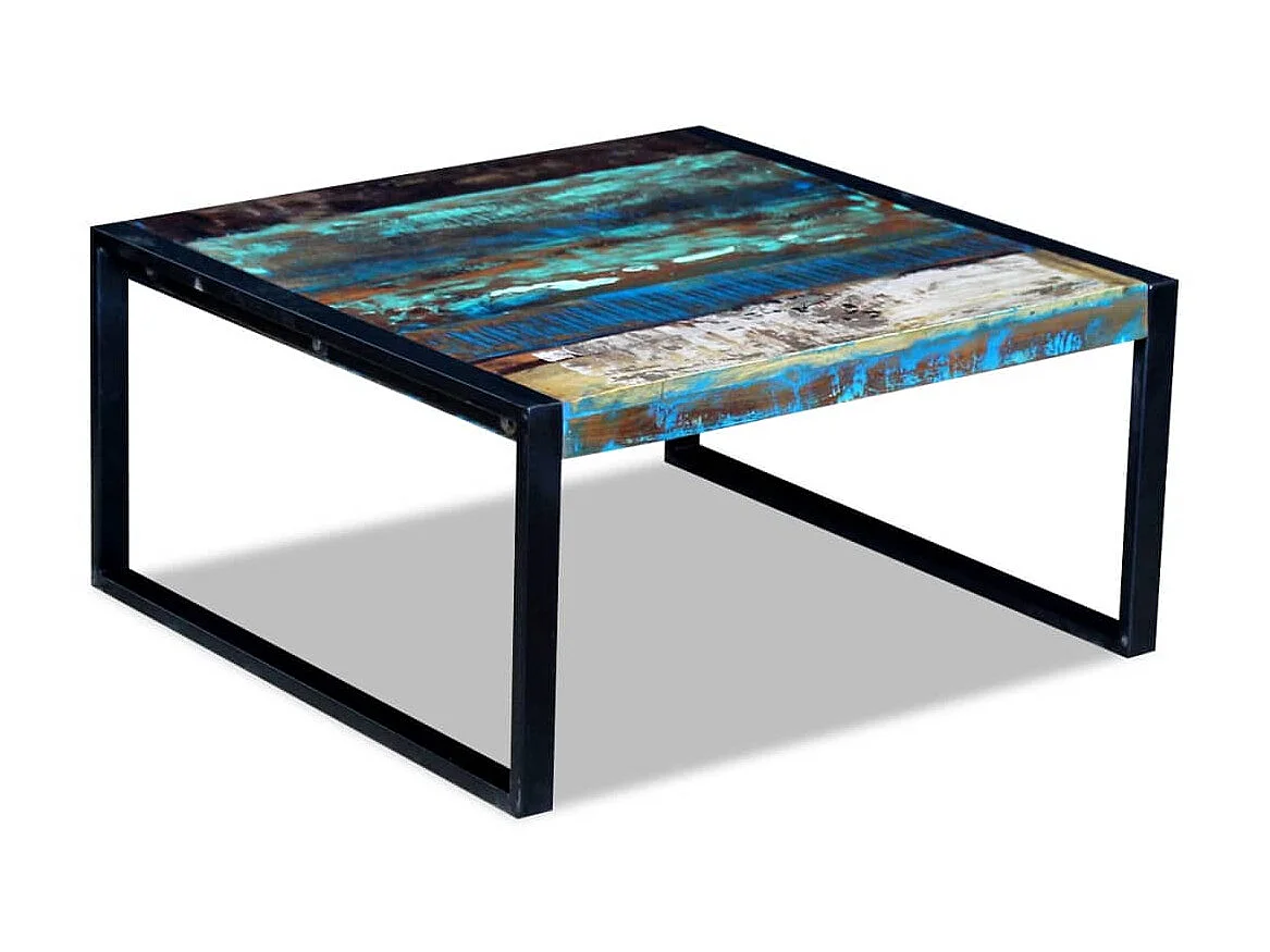 Mesa de centro dorada Madera maciza recuperada 80 x 80 x 40 cm