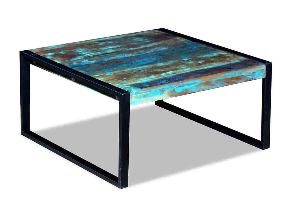 Mesa de centro dorada Madera maciza recuperada 80 x 80 x 40 cm