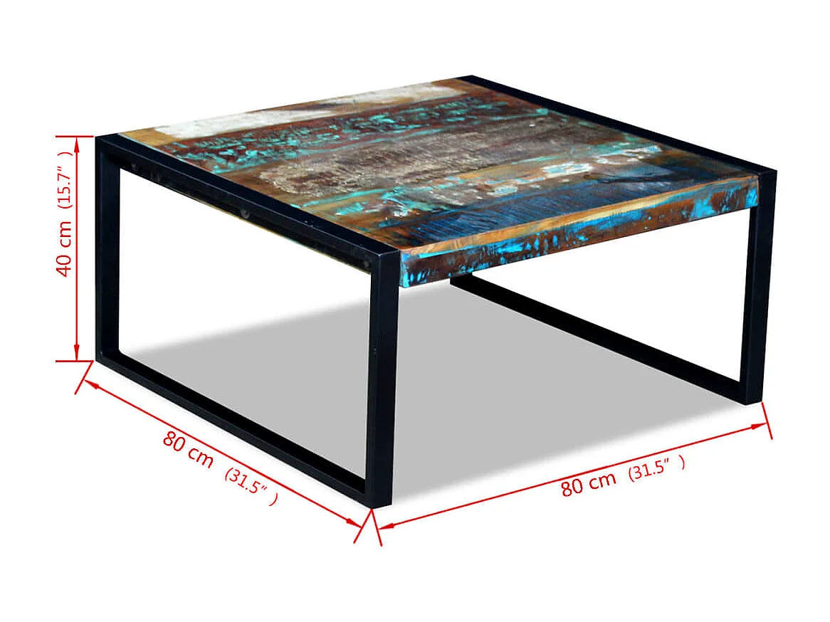 Table basse Bois de récupération massif 80 x 80 x 40 cm