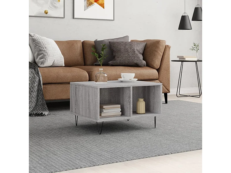 Mesa de centro cinza Gold Sonoma 60x50x36,5 cm Madeira trabalhada