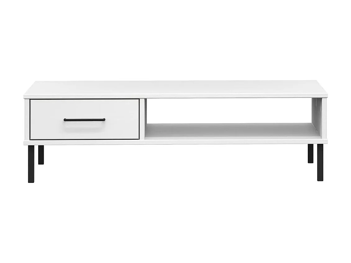 Mesa de centro dorada con patas de metal Madera maciza de pino blanco OSLO