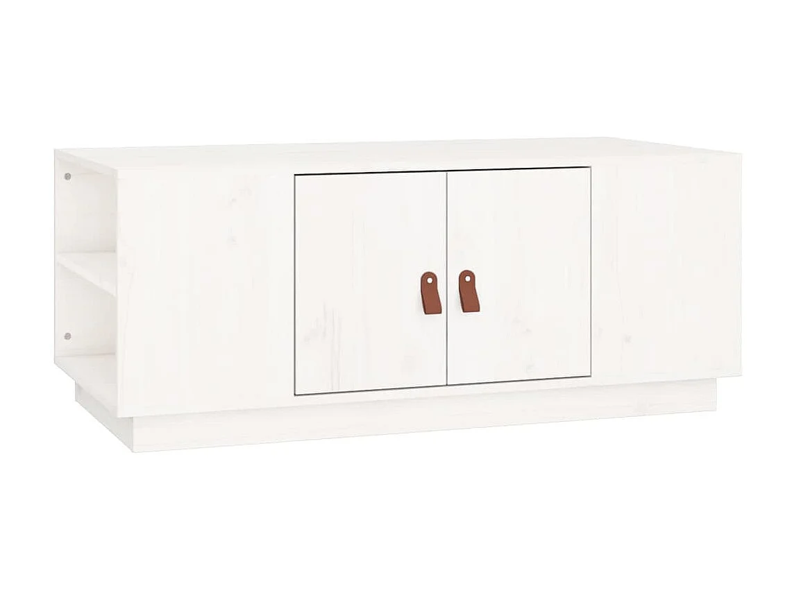 Mesa de centro dourada branca 100x50x41 cm Madeira maciça de pinho