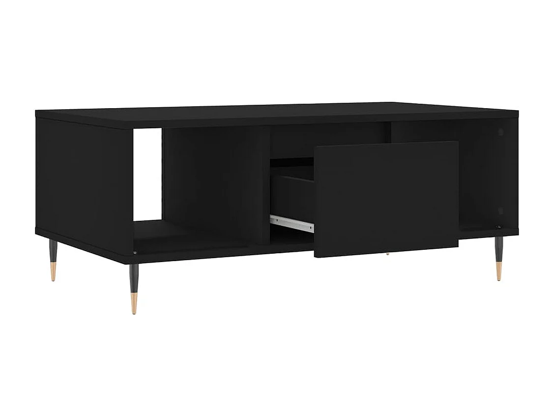 Mesa de centro dourada preta 90x50x36,5 cm Madeira trabalhada