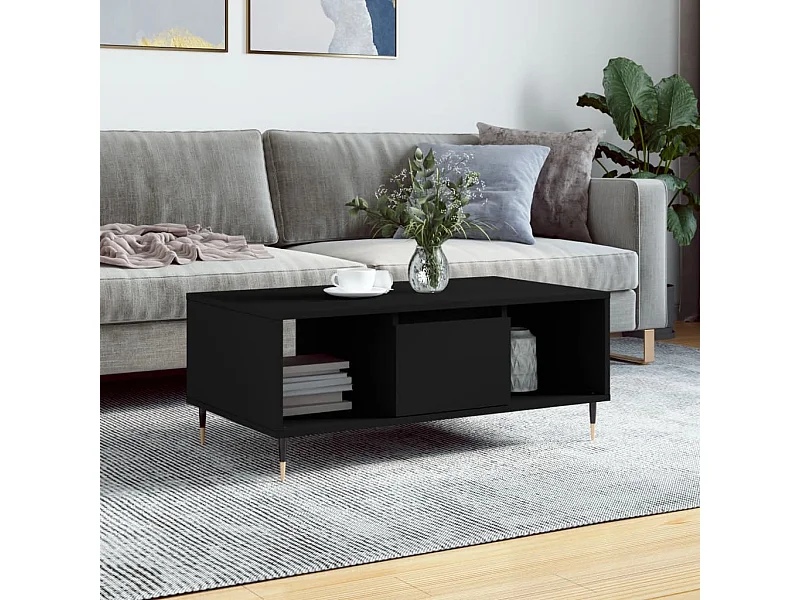 Table basse Noir 90x50x36,5 cm Bois d'ingénierie