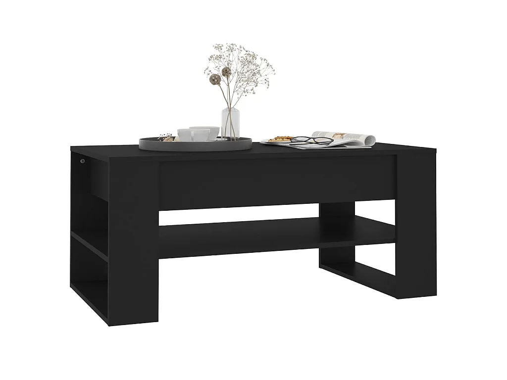 Mesa de centro dourada preta 102x55x45 cm Madeira trabalhada