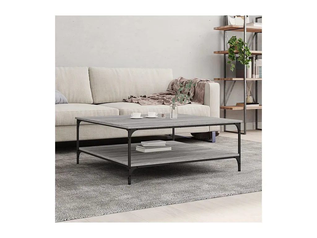 Table basse sonoma gris 100x100x40 cm bois d'ingénierie