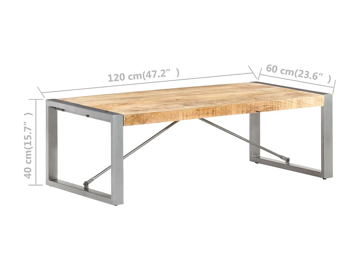 Tavolino Gold 120x60x40 cm Legno di mango grezzo