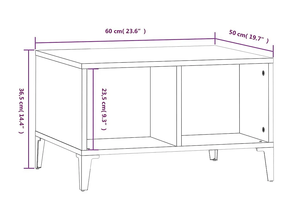 Table basse Chêne fumé 60x50x36,5 cm Bois d'ingénierie
