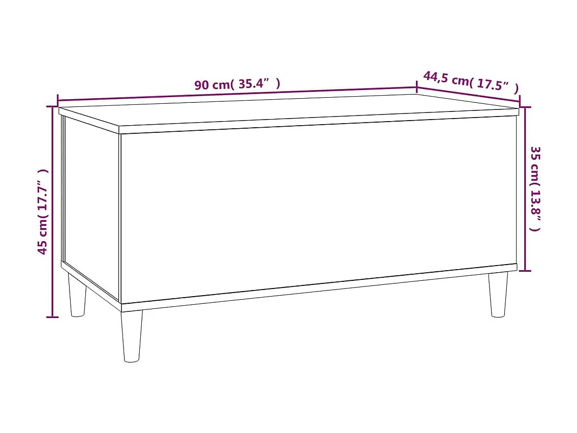 Mesa de centro dourada Carvalho castanho 90x44,5x45 cm Madeira artificial