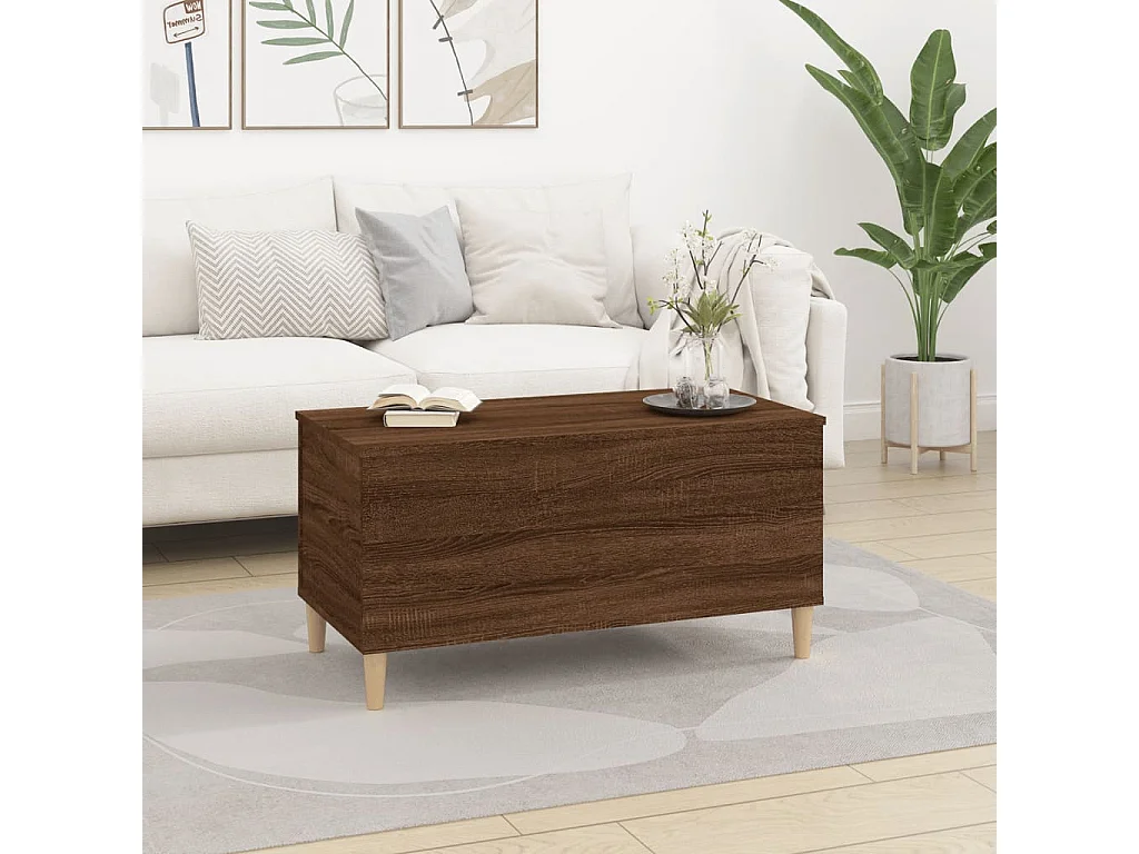 Mesa de centro Gold Roble marrón 90x44,5x45 cm Madera contrachapada