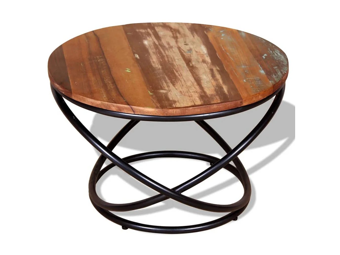 Mesa de centro dorada de madera maciza recuperada 60 x 60 x 40 cm