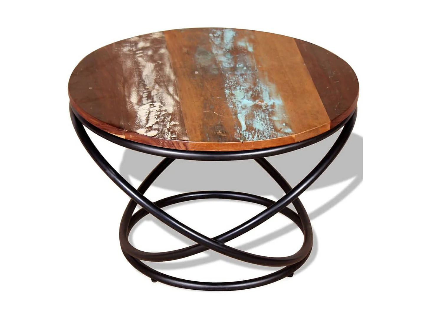 Mesa de centro dorada de madera maciza recuperada 60 x 60 x 40 cm