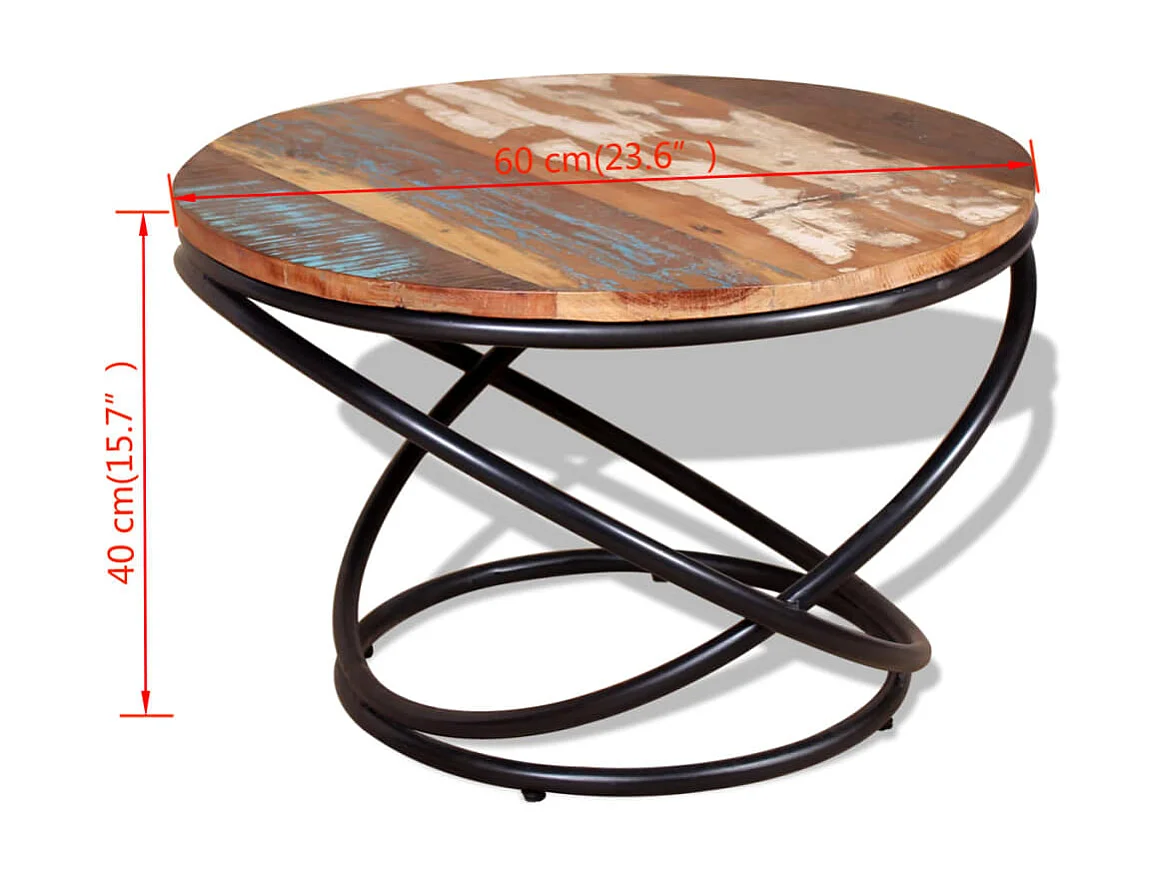 Mesa de centro dorada de madera maciza recuperada 60 x 60 x 40 cm