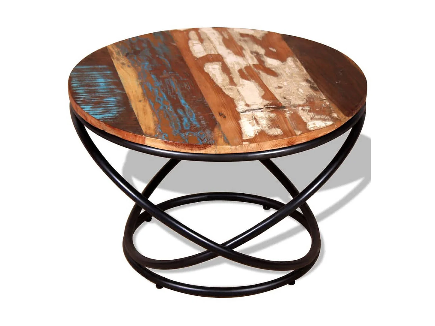 Mesa de centro dorada de madera maciza recuperada 60 x 60 x 40 cm