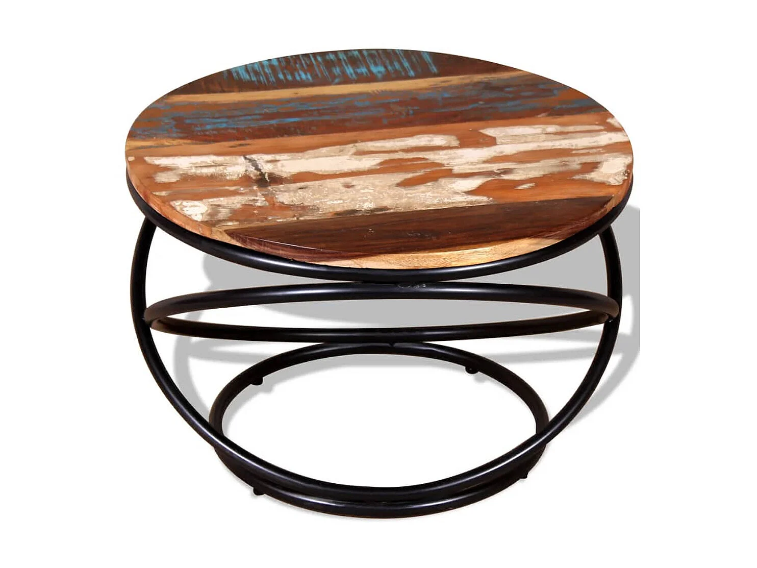 Mesa de centro dorada de madera maciza recuperada 60 x 60 x 40 cm