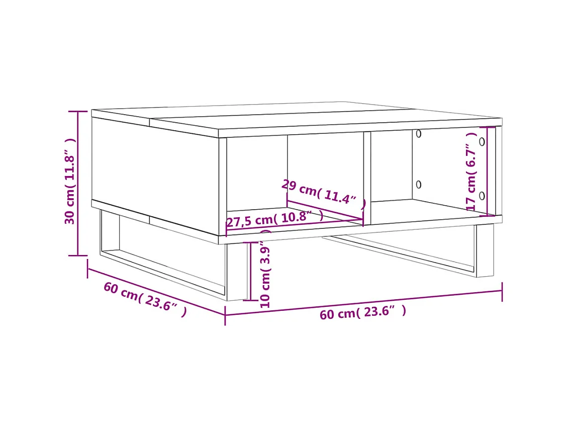 Table basse blanc brillant 60x60x30 cm bois d'ingénierie