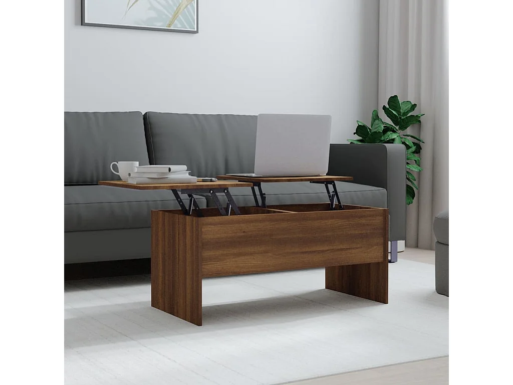 Table basse Chêne marron 102x50,5x46,5 cm Bois d'ingénierie