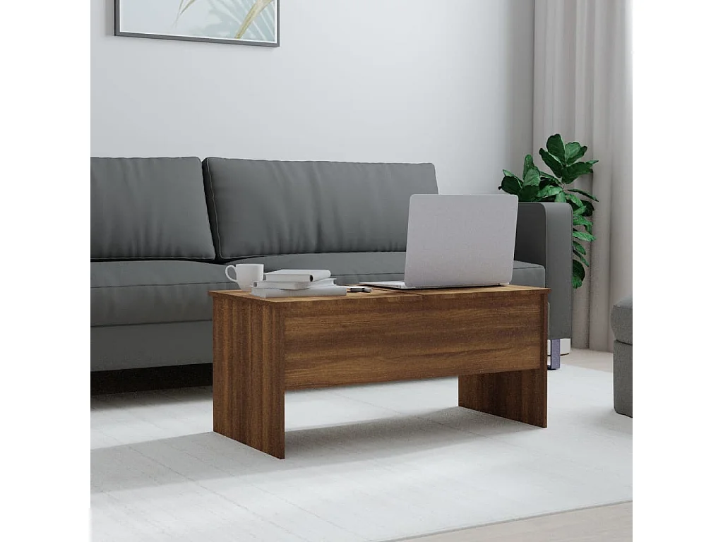 Table basse Chêne marron 102x50,5x46,5 cm Bois d'ingénierie