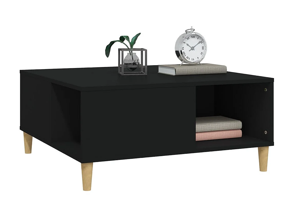 Mesa de centro Gold negra 80x80x36,5 cm de madera contrachapada