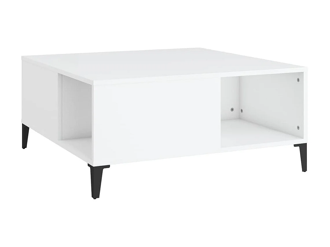 Mesa de centro dourada branca 80x80x36,5 cm madeira projetada